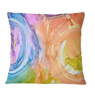 Turquoise And Purple Luxury Abstract Fluid Art I - Modern Printed Throw Pillow