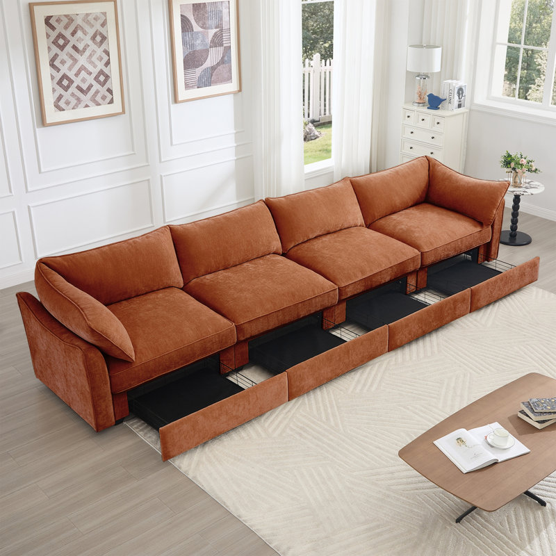 Canapé modulaire en chenille, Gris chenille