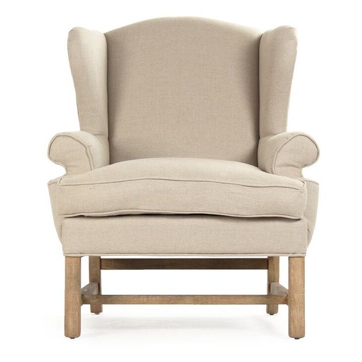 Barnicle Linen Tufted Wingback Chair