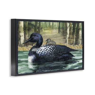 Loon avec bébé sur le lac, estampe numérique, conception de Paul Brent