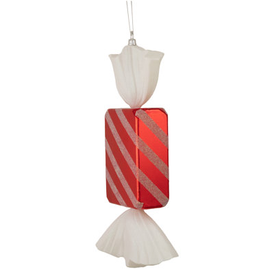 Ornement de Noël commercial incassable 18 po rouge et blanc avec paillettes