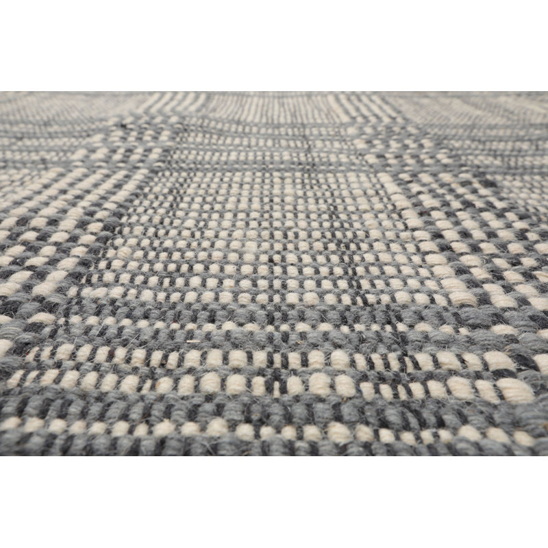 Tapis moderne en laine tissé à la main ivoire, Rectangle 9 pi x 12 pi