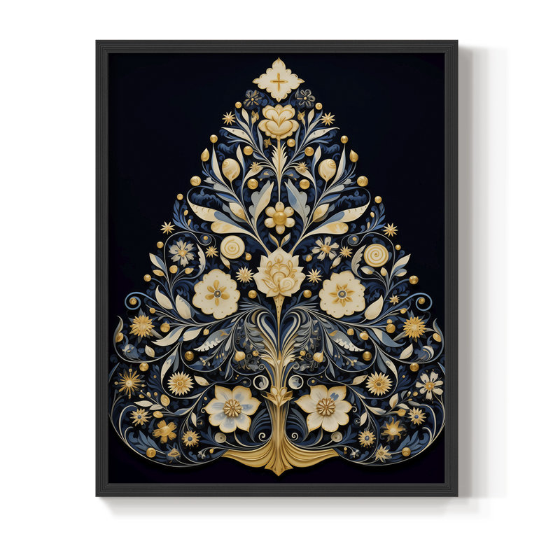 Christmas Holiday Art DCXLIX Framed Print - Solid Wood, H 30 po x l 24 po, Noir, noir, noir, noir