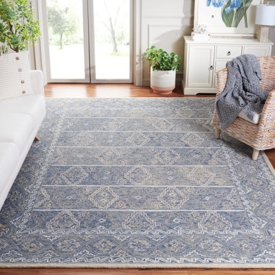 Tapis bleu en laine touffeté à la main Deyoung
