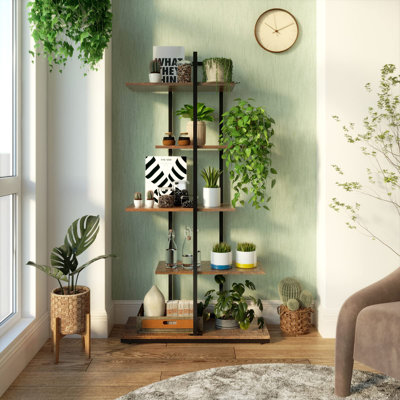 Rein 144.5cm H x 74cm W Iron Geometric Bookcase