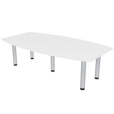 Boat Shaped Conference Table with Silver Post Legs
