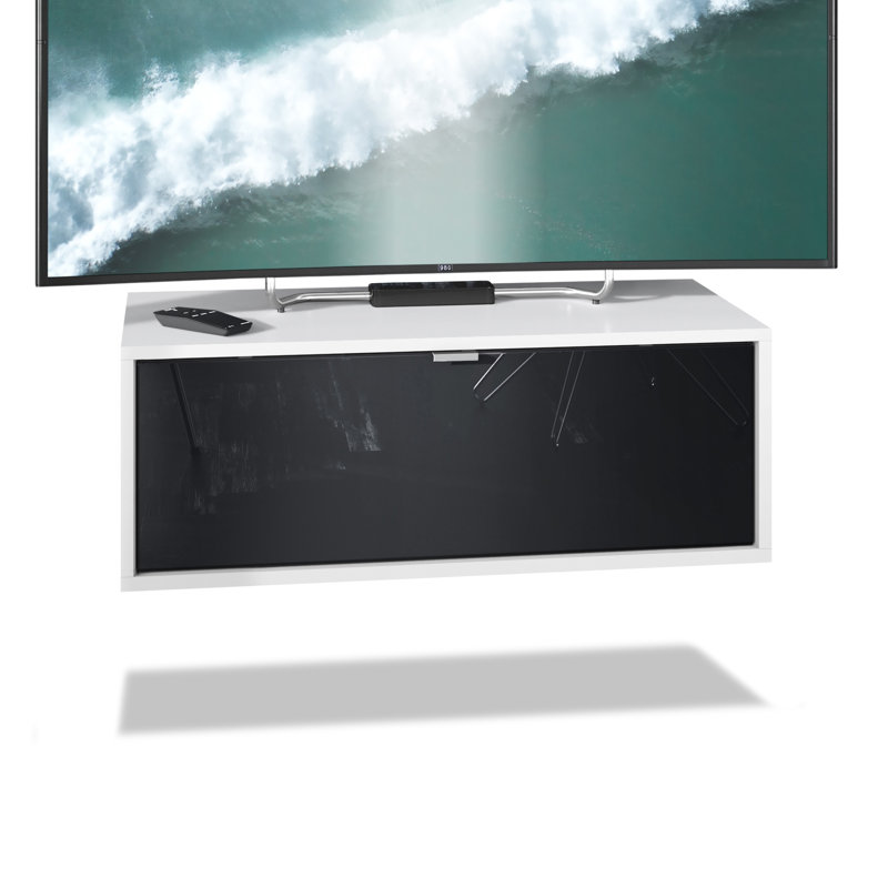 Mccaffrey Unfinished TV Stand for TVs up to 55", White/Black High Gloss