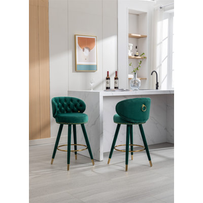 Ensemble de 2 tabourets de bar à hauteur de comptoir pour cuisine avec pieds en bois massif d'une hauteur fixe de 360 degrés
