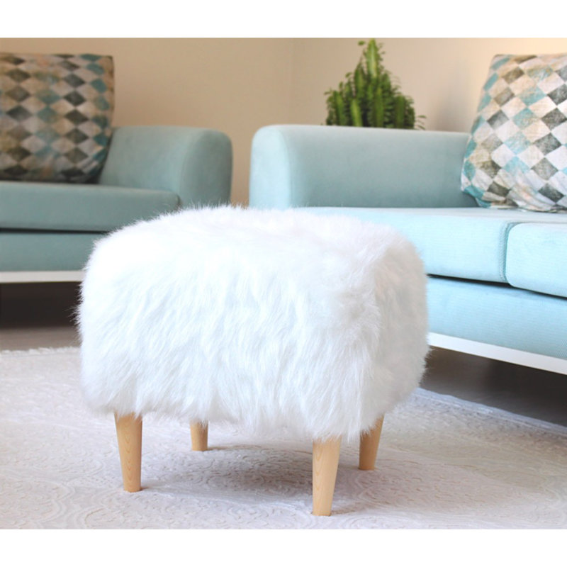 Repose-pieds Ahmora, 100 % polyester blanc