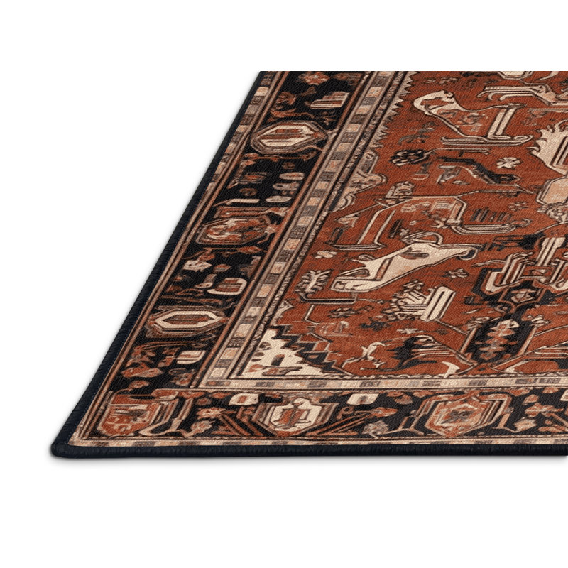 Tapis brun lavable à la machine, Rond 4 pi