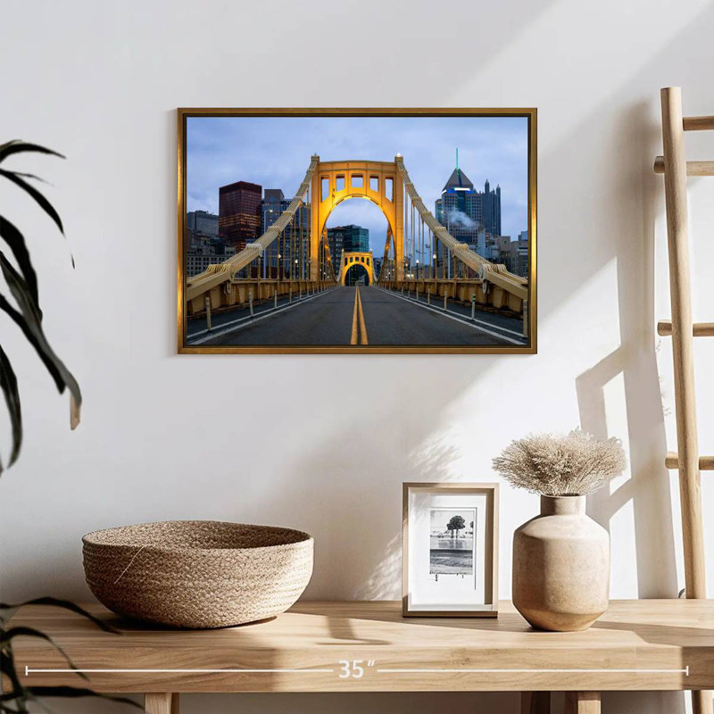 Pont Roberto Clemente, 19 po x 13 po, Cadre flottant doré