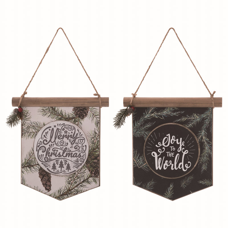  MDF Greenery Christmas Sign Set of 2 Christmas Home Decorations
