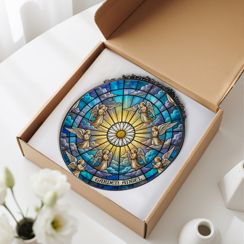 Panneau de vitrail 12 "H Angel Sky, H 12 po x l 12 po