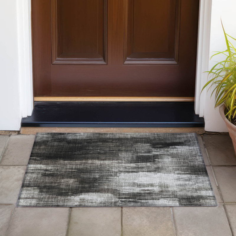 Tapis intérieur / extérieur en polyester tissé à la machine Caseville, Rectangle 1 pi 8 po x 2 pi 6 po