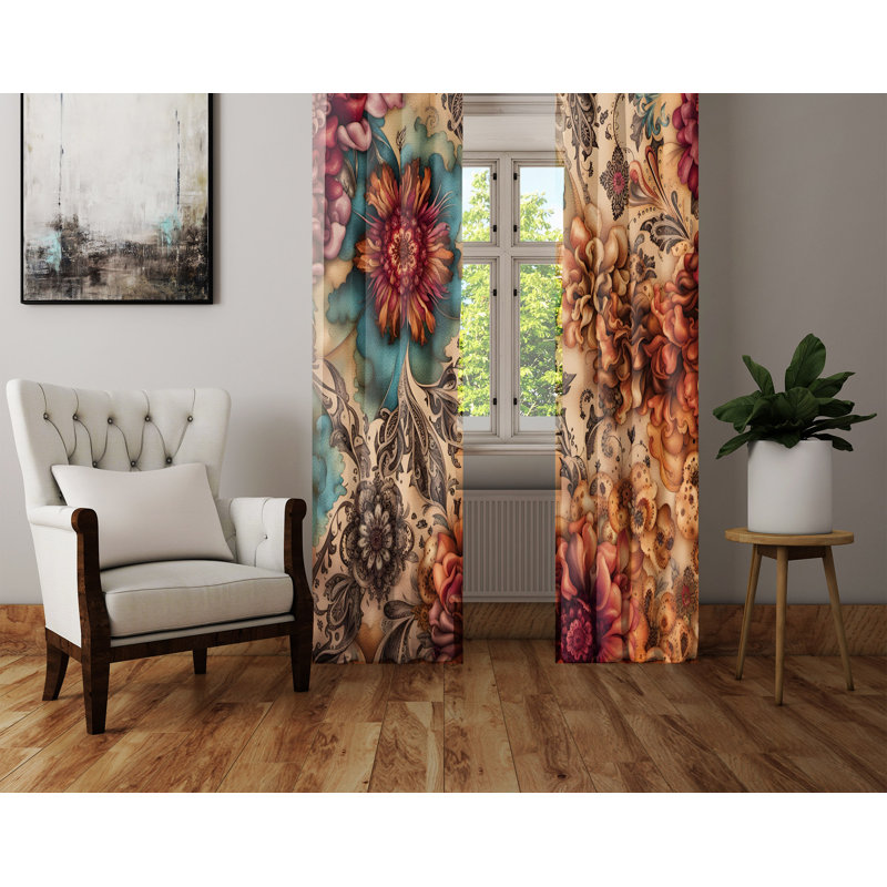Paire de rideaux semi-transparents en polyester, L 56 po x L 78 po