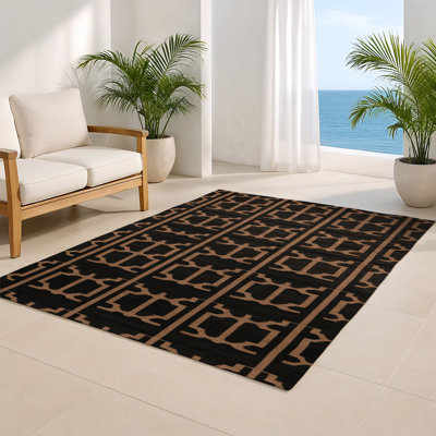 Tapis noir intérieur et extérieur Trellis