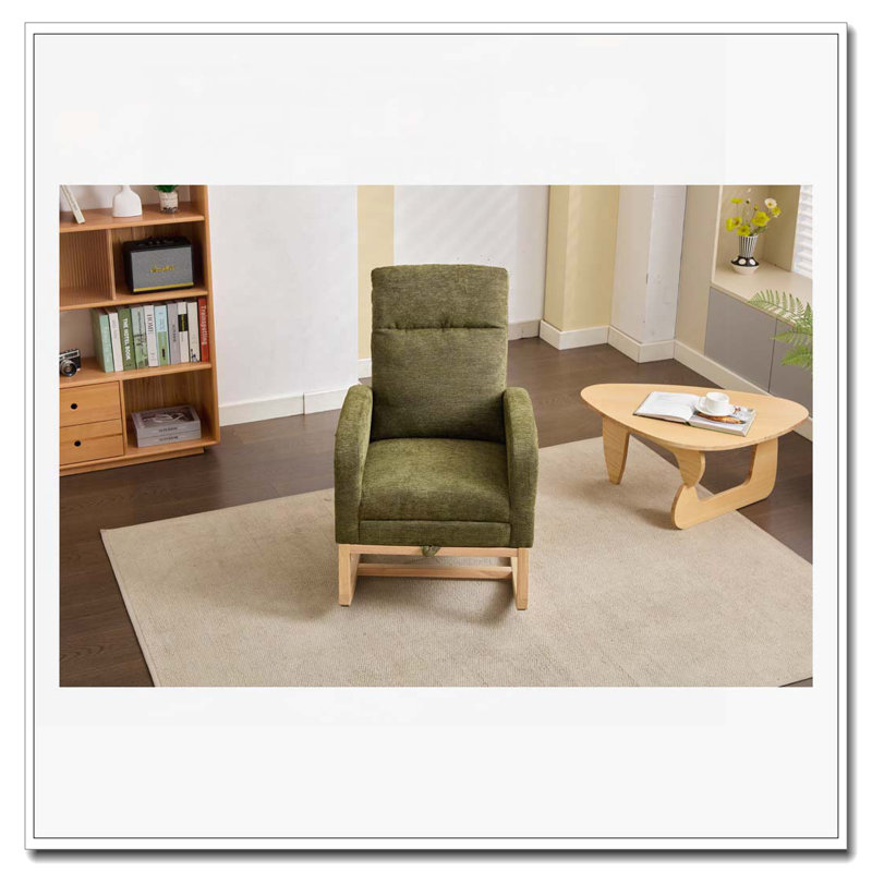 Chaise berçante avec pieds en bois massif, Cyan