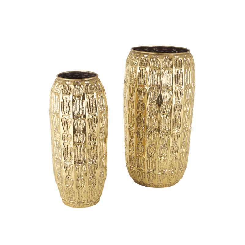 Ensemble de grands vases en métal Braseby, H 36 po x l 18,25 po x P 18,25 po