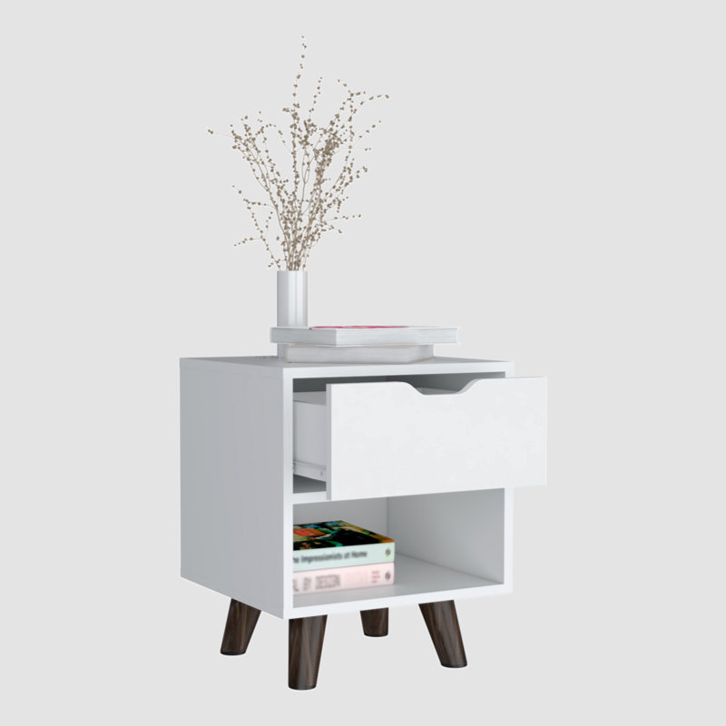 Table de chevet Ayva, Blanc