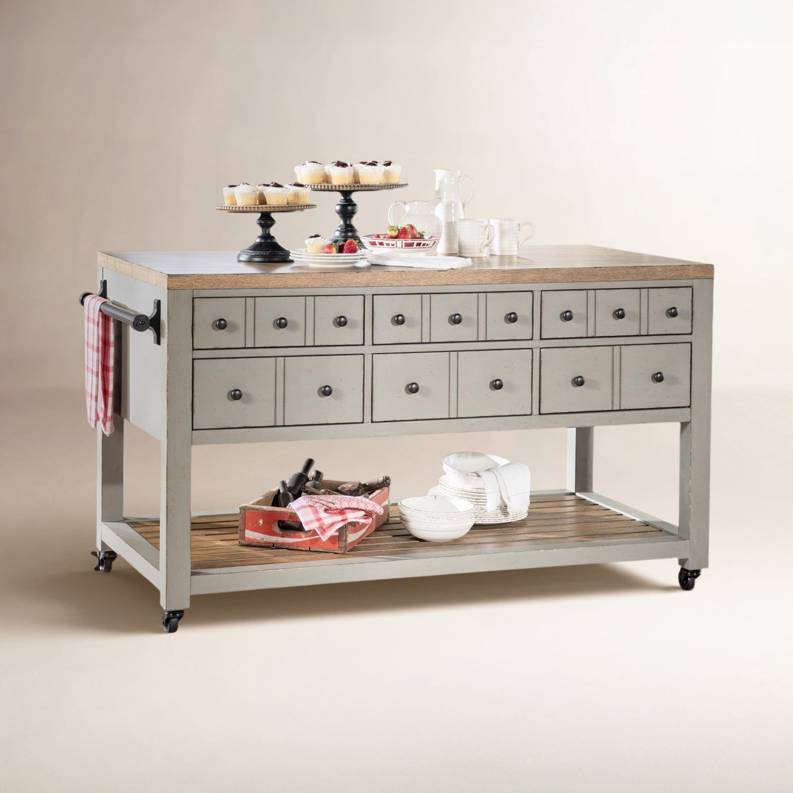 Country Living Kitchen Island, Red
