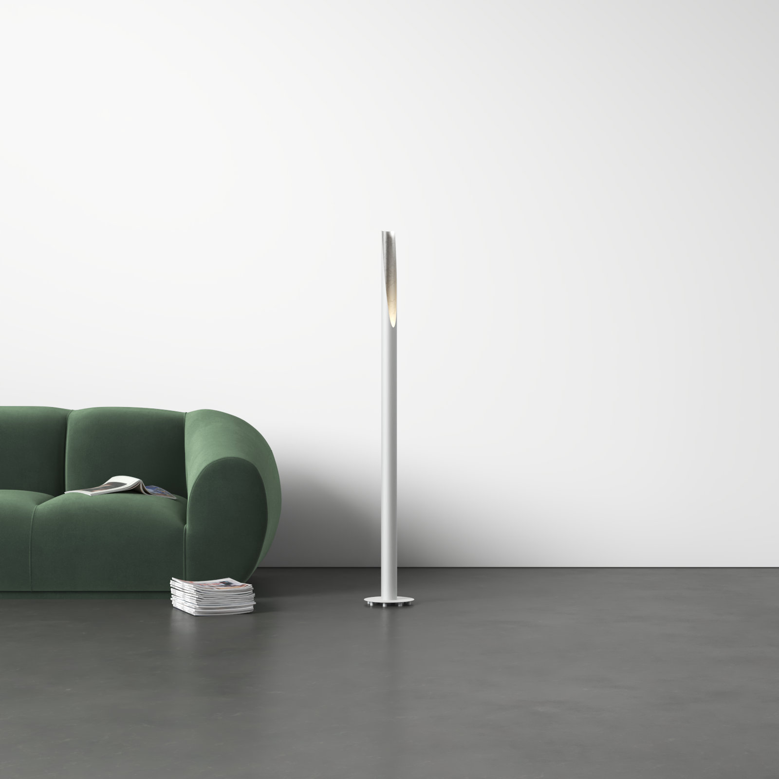 Axis 54'' Floor Lamp, White/ Silver