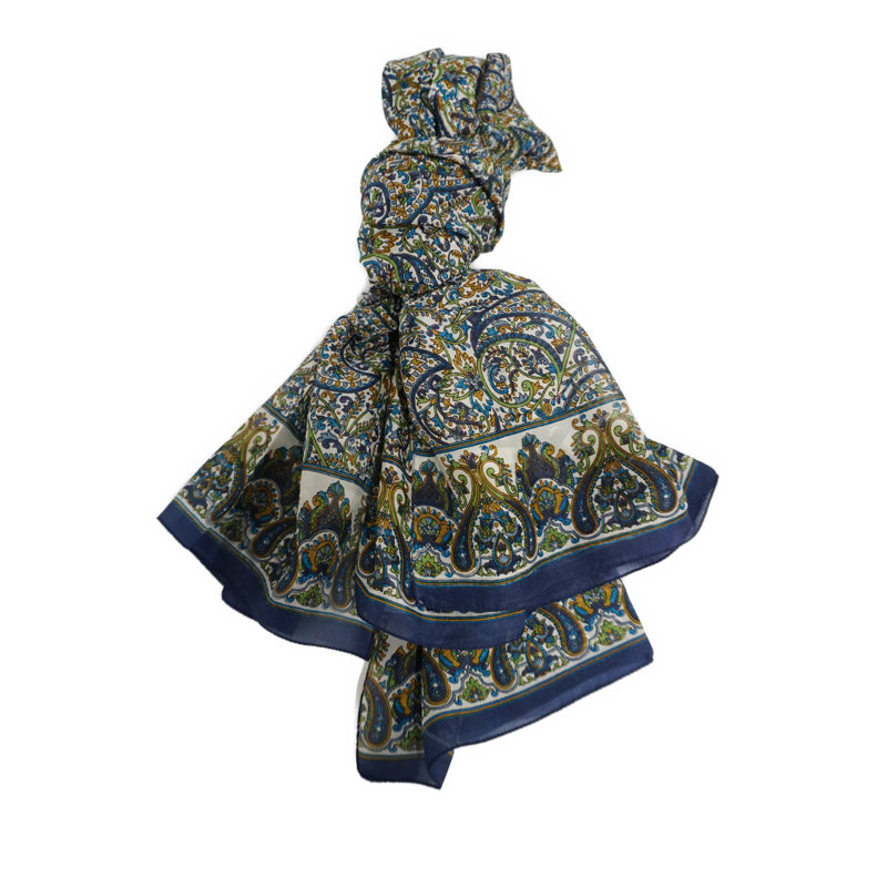 Foulard indien en soie 100% imprimé à la main