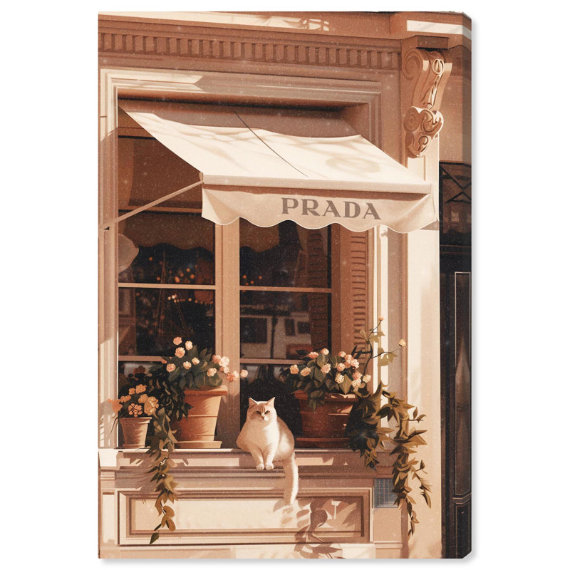 «Cat at the Store Window Canvas» par Art Remedy, Toile tendue, H 15 po x l 10 po