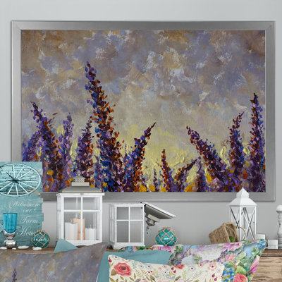 Lavande fleurs mauves - reproduction encadrée sur toile