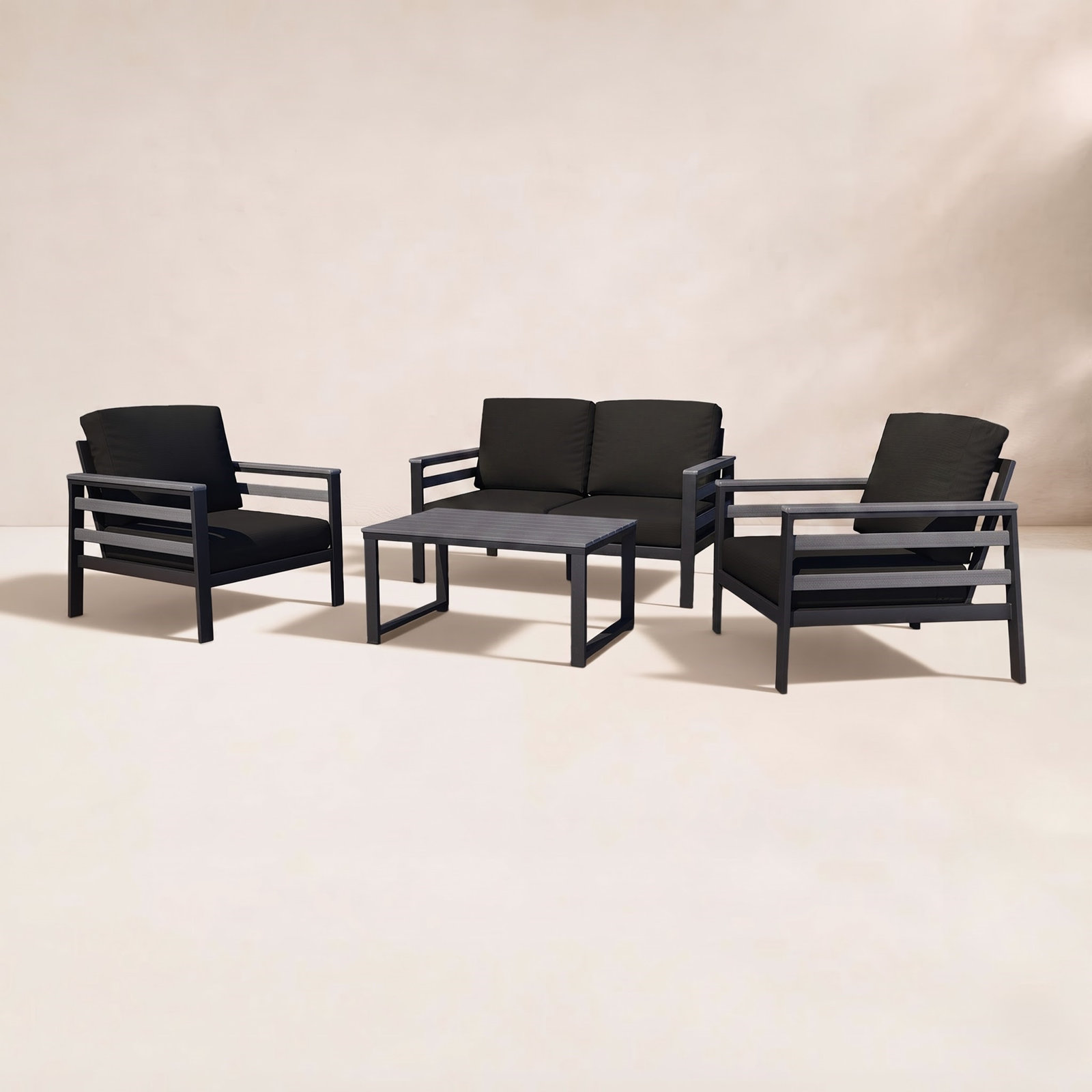 Townsend 4-Person Sunbrella® Patio Seating Group, Canvas Black