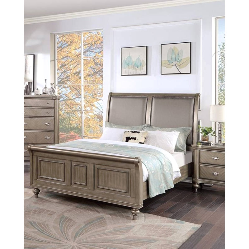 Mobilier de chambre à coucher à deux panneaux avec tête de lit à très grand lit de style moderne et luxueux 1 pièce