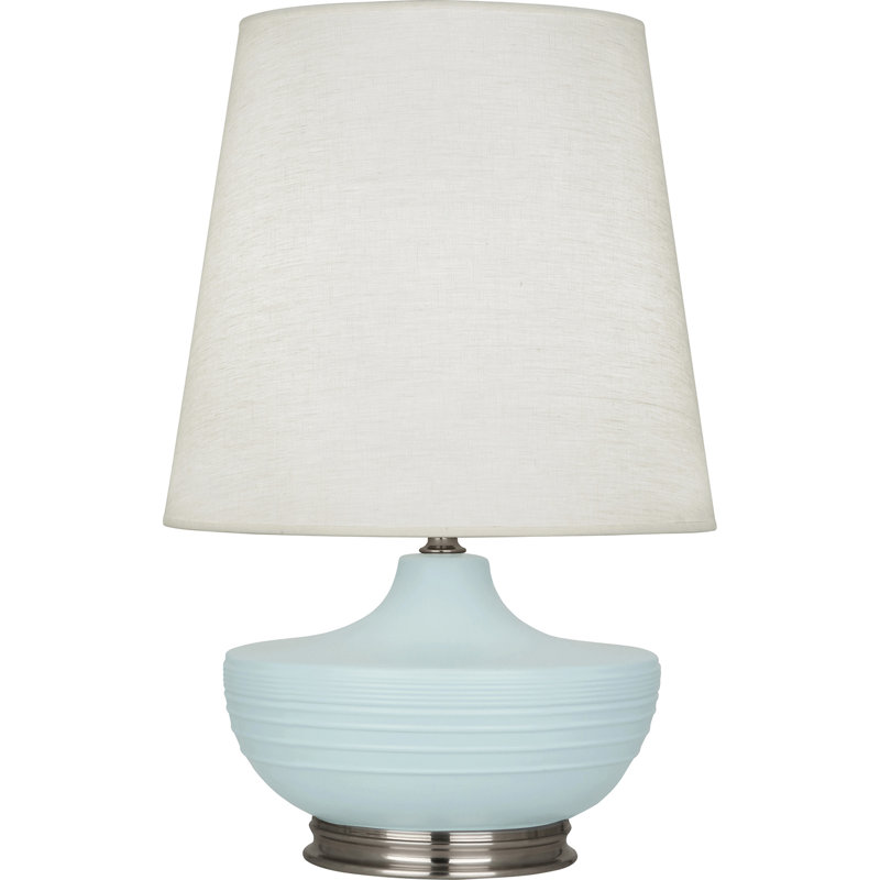 Nolan Table Lamp, Dark Antique Nickel/Matte Sky Blue