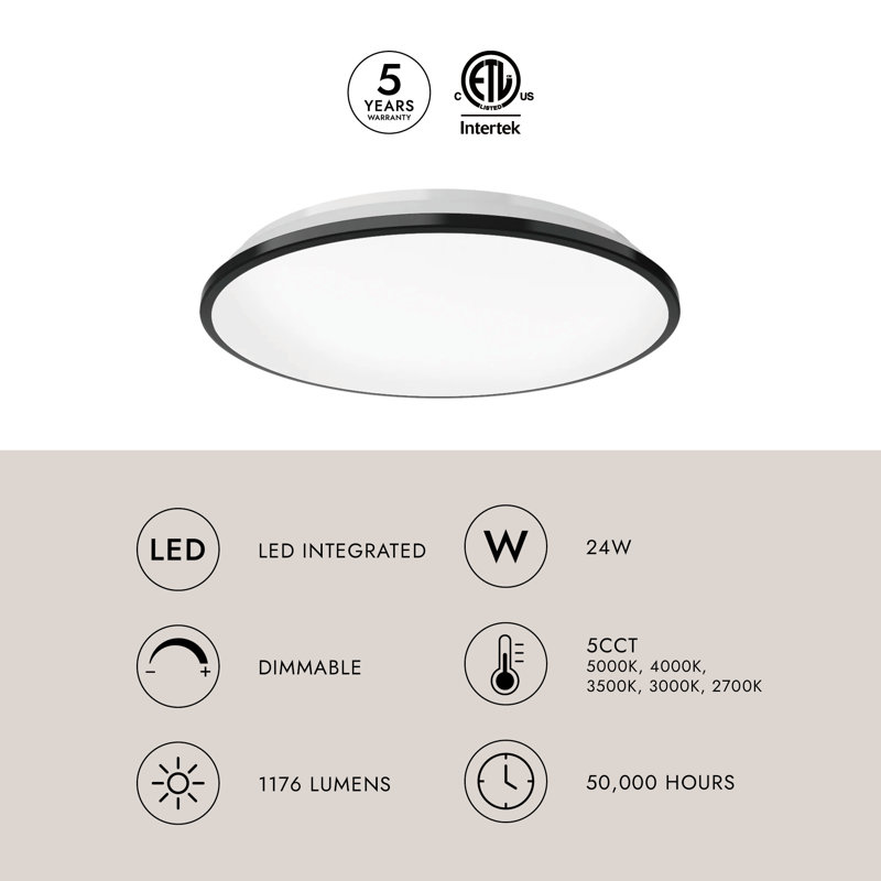 Brook 1 - Light LED Flush Mount, 2.25" H x 13.125" W x 13.125" D