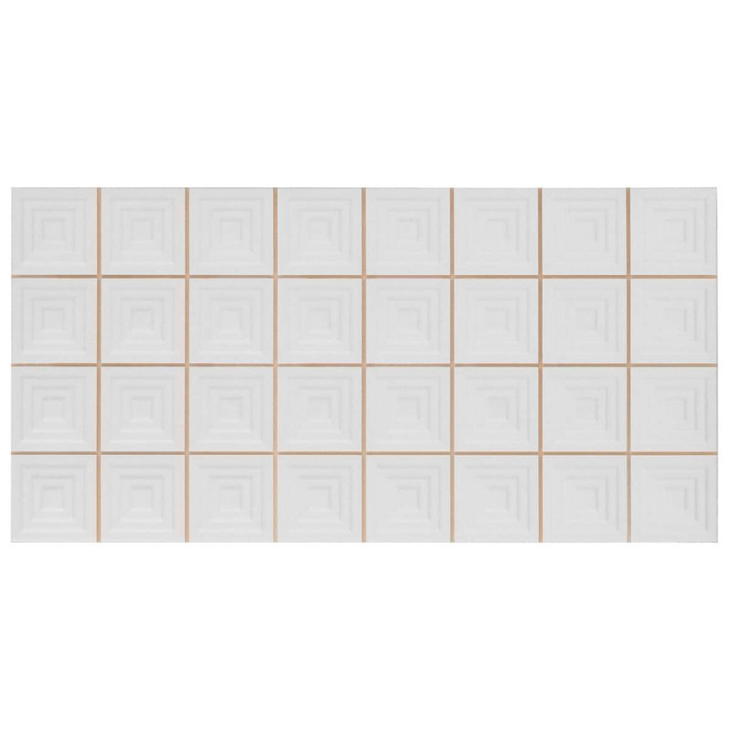 Kinzie 8x16 Pyramid 3D Matte Ceramic Tile, White
