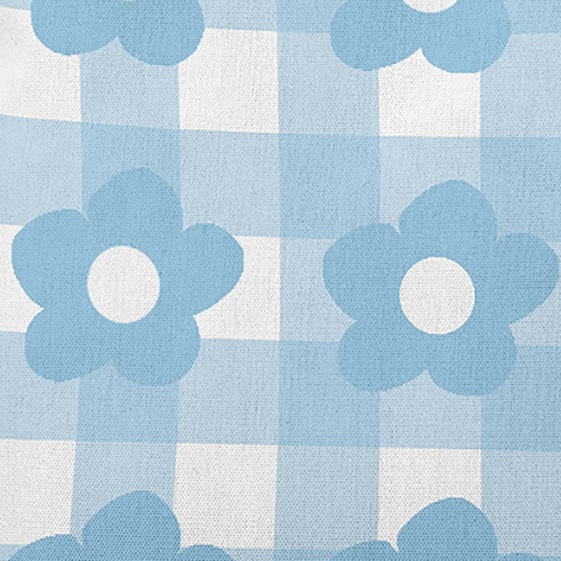 Coussin décoratif à motif de fleurs sur guingan TGN1615BL9, H 26 po x l 26 po, Carré