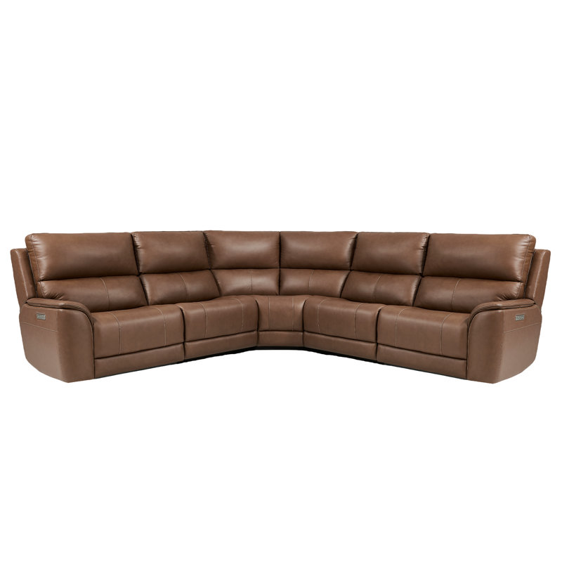 5 pièces, 2 fauteuils inclinables modulaires surdimensionnés, appui-tête électrique et lombaire, Marron clair, Alimentation