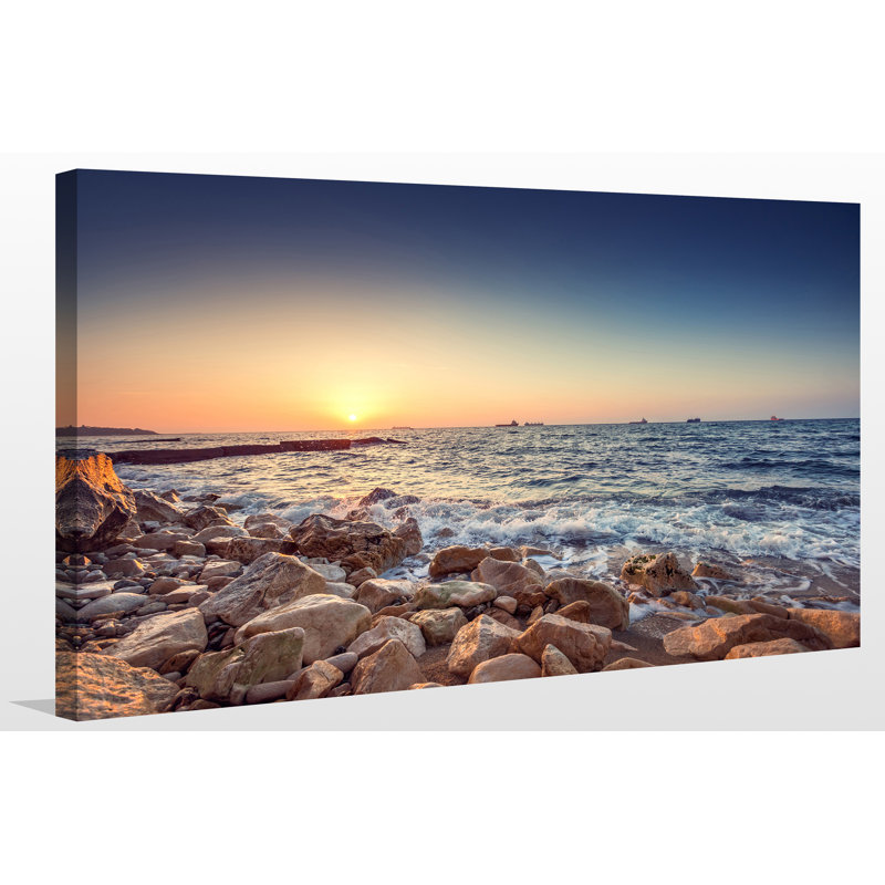 « pierres beach », reproduction de photo sur toile tendue, H 18 po x l 30 po x P 1 po