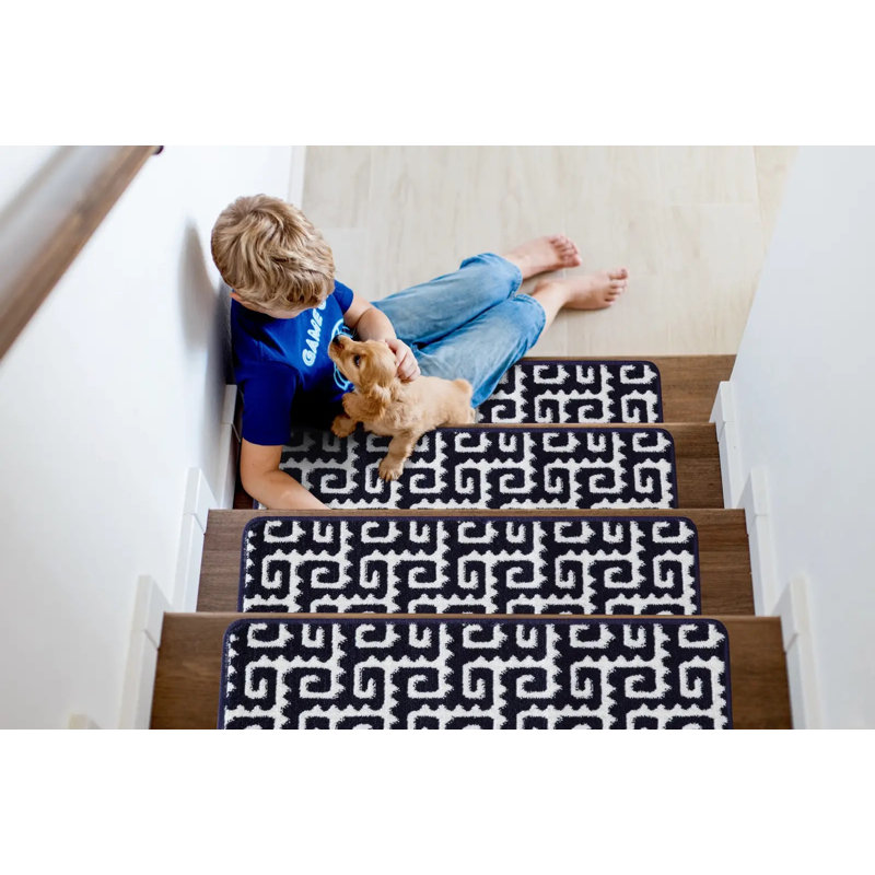 Tapis d'escalier 9x28in, Bleu