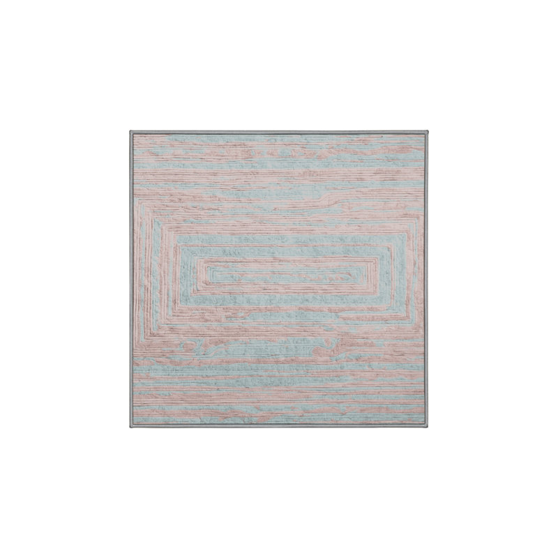 Machine Washable Gray Area Rug, Square 3'