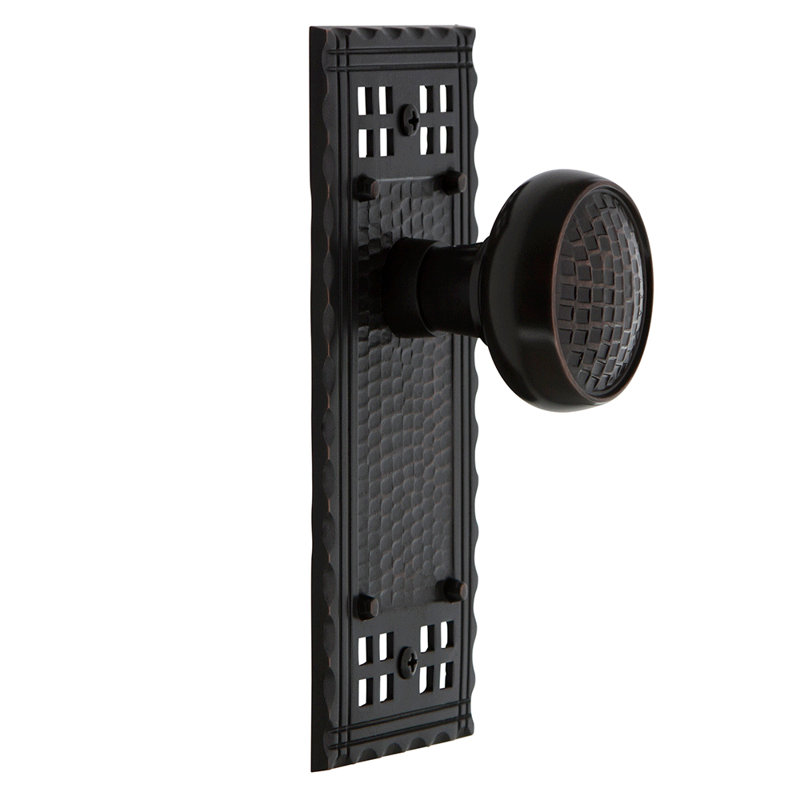 Craftsman Plate with Craftsman Door Knob, Timeless Bronze, 2.375"
