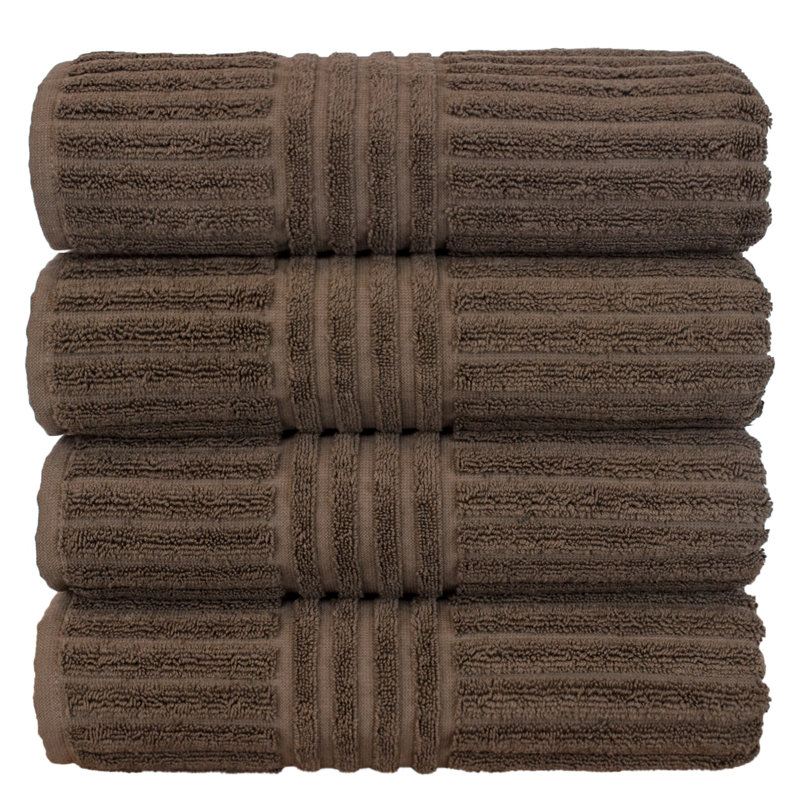 Jaynesha Cotton Super Plush Ribbed Bath Towel, Cocoa