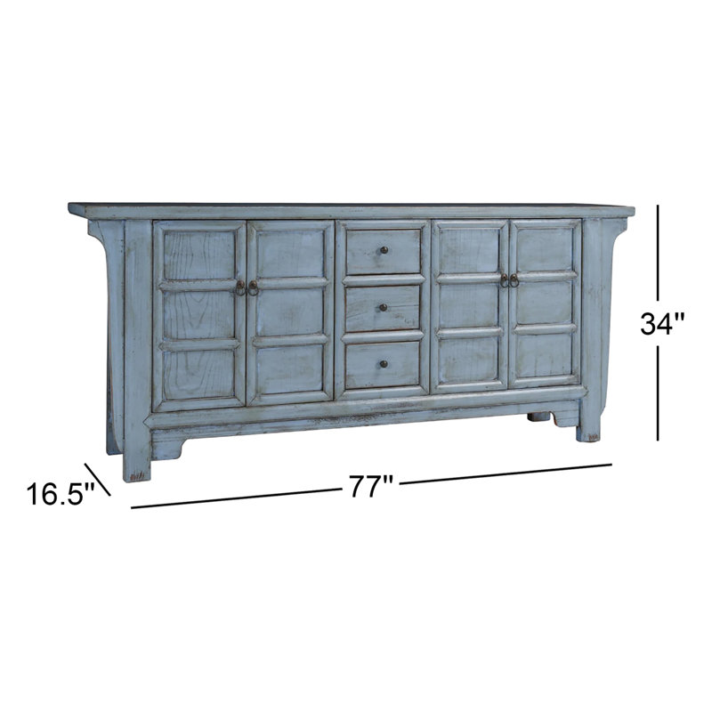 Crafton 4-door Reclaimed Pine Wood Blue Sideboard Buffet 