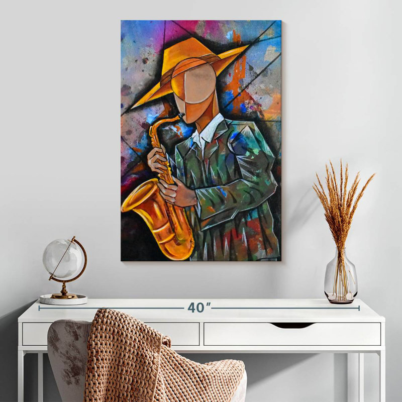 Abarca Cubism Saxophonist, H 30 po x l 20 po