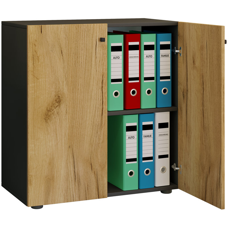 Revaan Storage Cabinet, Black/Natural