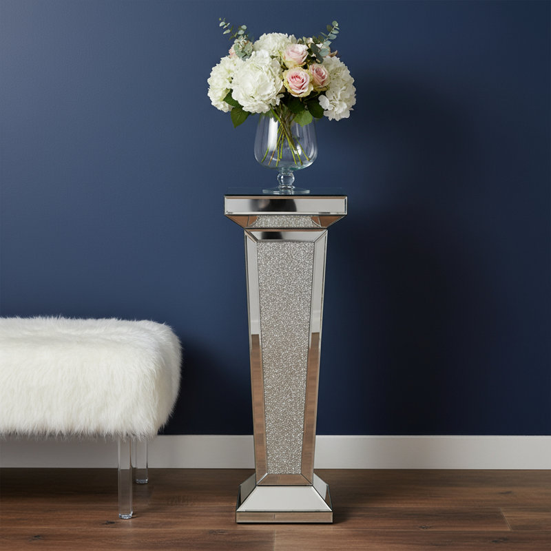 Table d'appoint 35 "en verre miroitant et faux cristaux
