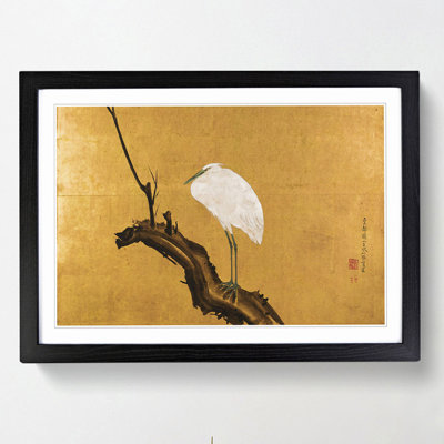 Heron on a Willow Tree Branch by Maruyama Okyo - Picture Frame Painting Print