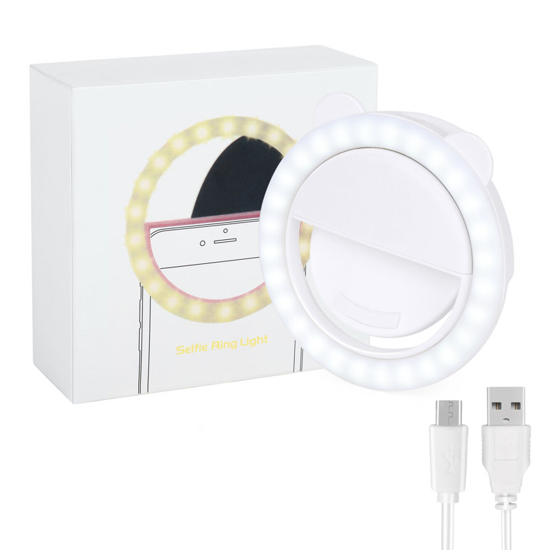 Portable Selfie LED Anneau de remplissage d'appareil photo Flash pour téléphone portable Universal iPad, Blanc