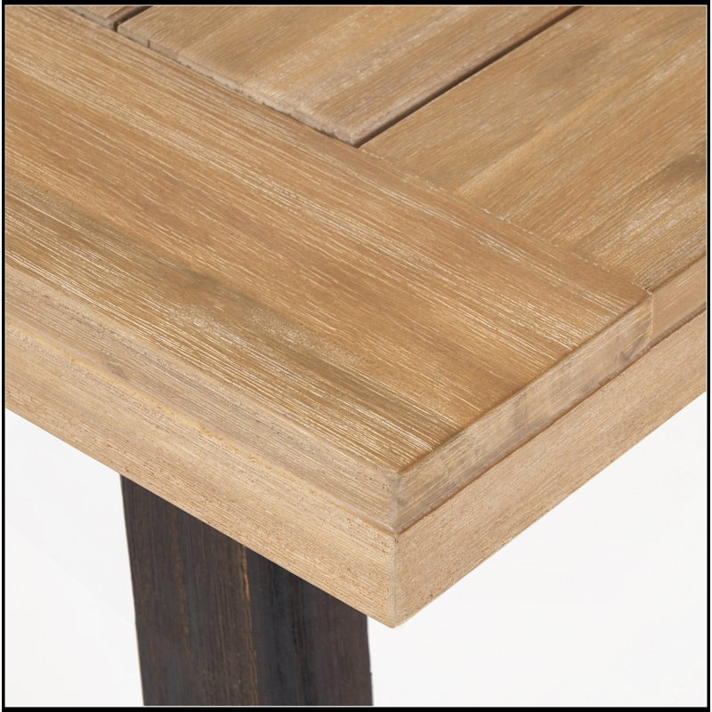 BETTINA Acacia Wood Patio Coffee Table With Weather-Resistant Slat Design For Outdoor Entertaining And Relaxation, Gray