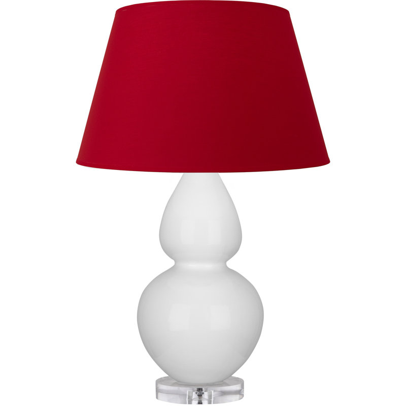 Double Gourd Table Lamp, Navy/Gray, Daisy Glazed/Silver