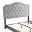 Grand lit tapissier capitonné en velours gris - Lumières à DEL à base de lattes en bois robuste de style incurvé Assemblage facile Aucun sommier tapissier requis avec capitonnage et support en tissu gris inclus-1394955170