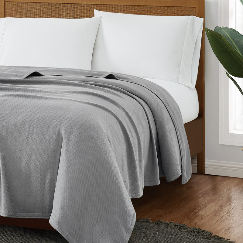 FRYE Cotton Woven Blanket, Queen, Gray
